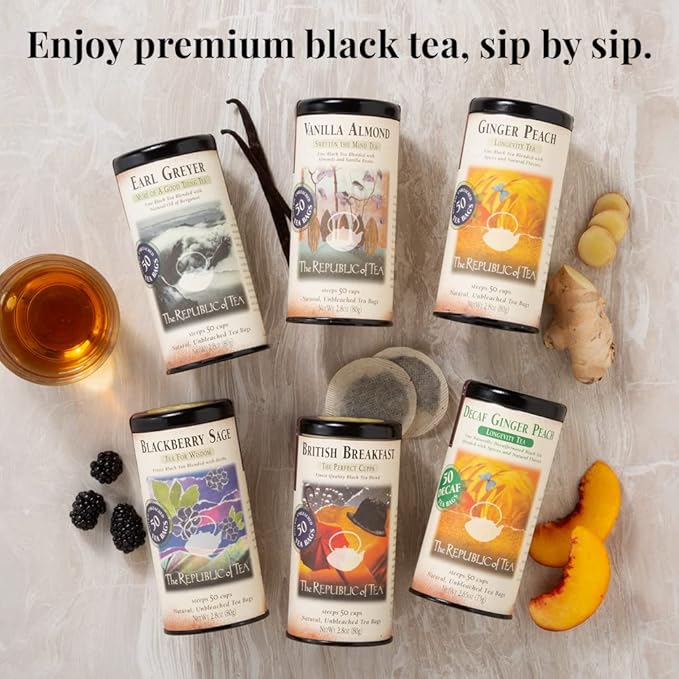 The Republic of Tea — Vanilla Almond Black Tea Bulk, 250 Bulk Tea Bags, Naturally Caffeinated