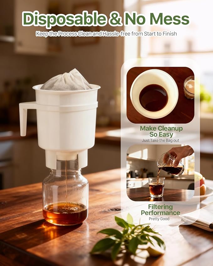 Grasseed Cold Brew Filter Bags for Toddy & OXO Coffee Makers, Cold Brew Bag with Drawstring for Pitchers and Mason Jars, 12" x 12", 25Pack