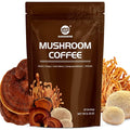 GANOHERB Instant Mushroom Coffee Powder, Arabica Coffee Mix with 5 Adaptogen Mushrooms, Lions Mane, Reishi, Chaga, Cordyceps, Shiitake and MCT Oil for Energy and Focus, 6.35oz, 30 Servings
