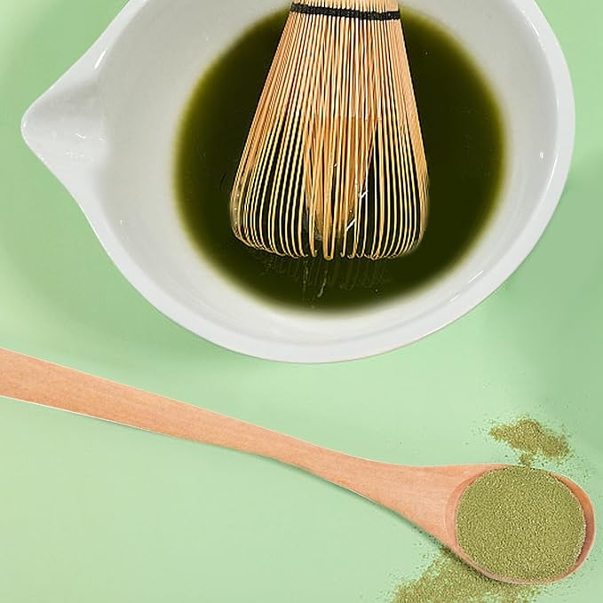 Matcha Whisk Set, 8 Pcs Ceramic Match Bowl with Spout and Bamboo Matcha Whisk and Holder, Bamboo Spoon and Scoop, Sifter, Tea Towel, Matcha Kit for Matcha Tea Ceremony (Gradient Blue Green)