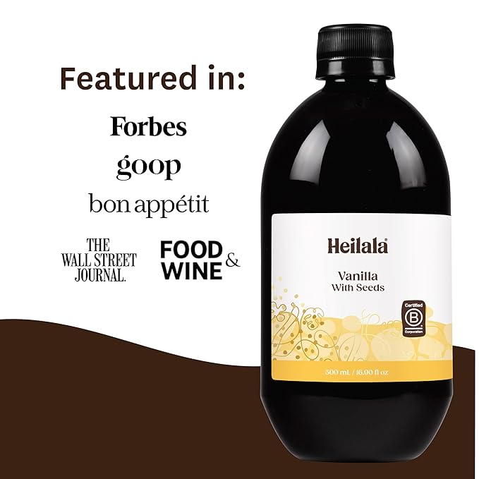 Heilala Vanilla with Seeds - Gourmet, Sweet Vanilla Syrup for Baking & Desserts, Made with Real Vanilla Bean Seeds, Sustainably & Ethically Sourced, 16.9 fl oz