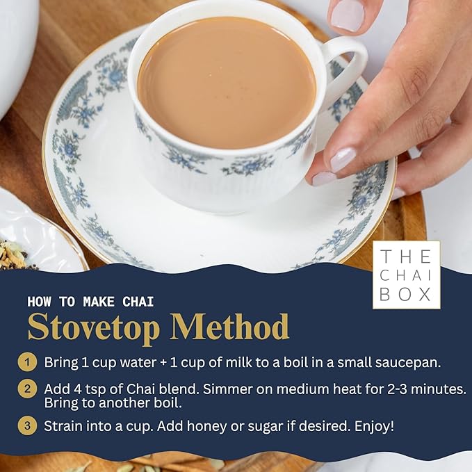 The Chai Box Loose Leaf 100% Organic Black Tea - Featured in Oprah's Favorite Things | Caffeinated Black Tea with Ginger, Cinnamon, Clove, Fennel & Cardamom (Pack of 1) 2.5 oz | Makes 25 Cups | Small Batch Loose Leaf Tea with Whole, Premium Spices