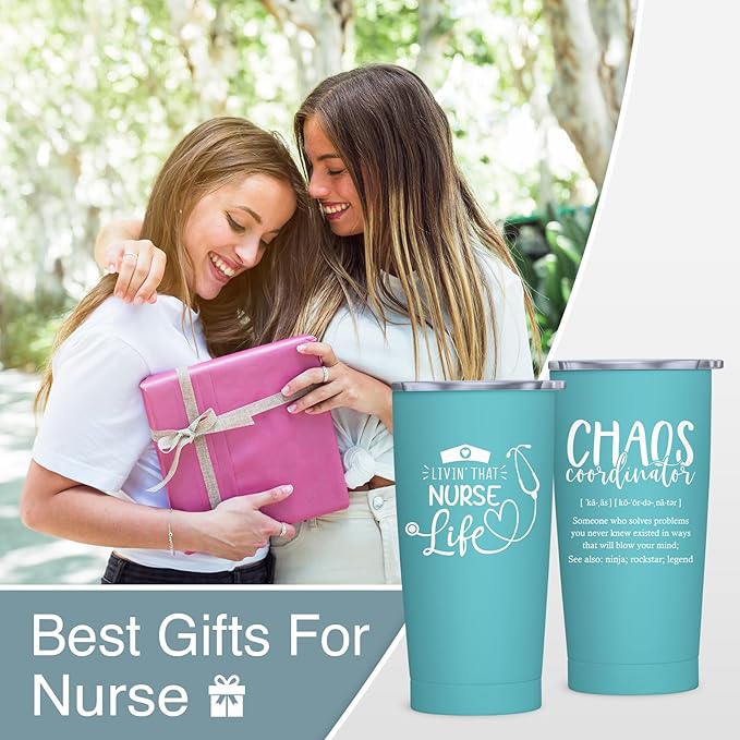 Nurse Christmas Gifts for Women - RN/LPN Gifts for Nurses - Gift for Nurse Practitioner - Nursing Student Gift, 20 oz Stainless Steel Tumbler With Lid & Straw