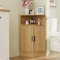 Corner Bathroom Cabinet, Modern Small Corner Cabinet with Fluted Door and Open Shelf, Space Saver for Bathroom, Living Room, Kitchen, Natural