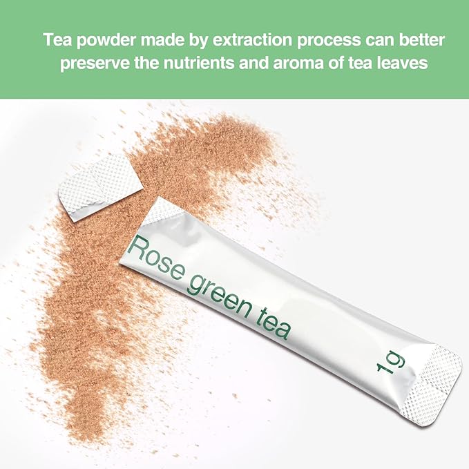 Taiping HK Rose Instant Green Tea Classic-100% Tea Leaves 10 Single Serve Stick Packs Unsweetened No Additives On-the-Go for Travel, Work, Outdoors , Helps Support Digestive Health Hot or Iced Teas (10Count)
