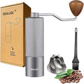 Manual Coffee Grinder with Double Bearing System Coffee Bean Grinder, 25g Capacity Hand Coffee Grinder, Stainless Steel 6-Star Burr Mill (GRAY, 6star-stainless steel)