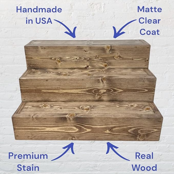 Handmade Tiered Display Shelving - Three Tier Bar Display - Bar Organizer - Liquor Bottle Display (42" without Back, Special Walnut)