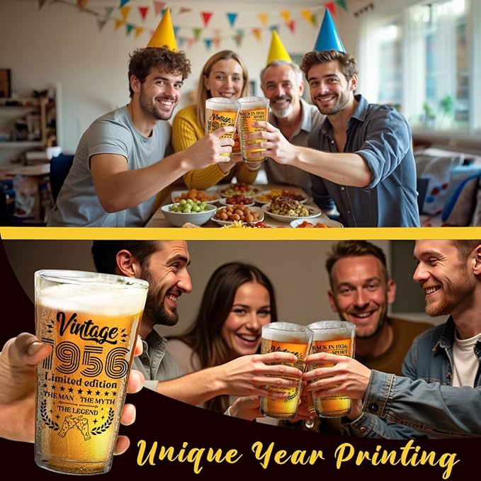 Funny 70th Birthday Gifts for Men Vintage 1956 Beer Drinking Glass Happy Anniversary 70th Birthday Party Supplies Decorations Gifts for 70 Year Old Him Boyfriend Dad Husband - 2026