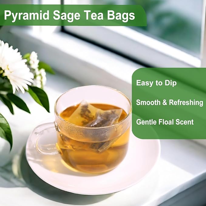 Jarteela - Sage Tea Bag, 1.5g x 54 Count - Natural Sage Leaf Salvia Officinalis Tea Bag - Non-GMO - Caffeine-free Herbal Tea -Support Digestion & Healthy Skin
