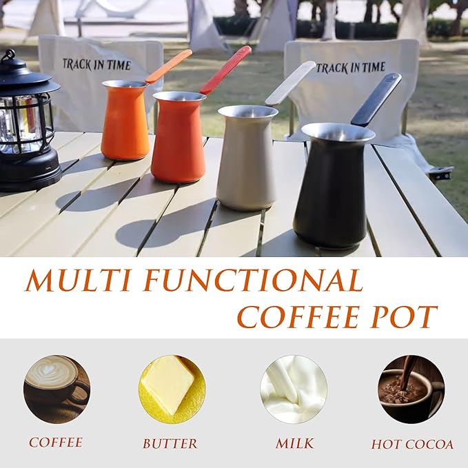 Turkish Coffee Pot - Coffee Maker, Briki Greek Turkish Pot, Arabic Tea Pot, Cezve/Ibrik Coffee Pot for Stovetop(400 ml,Serves 5)