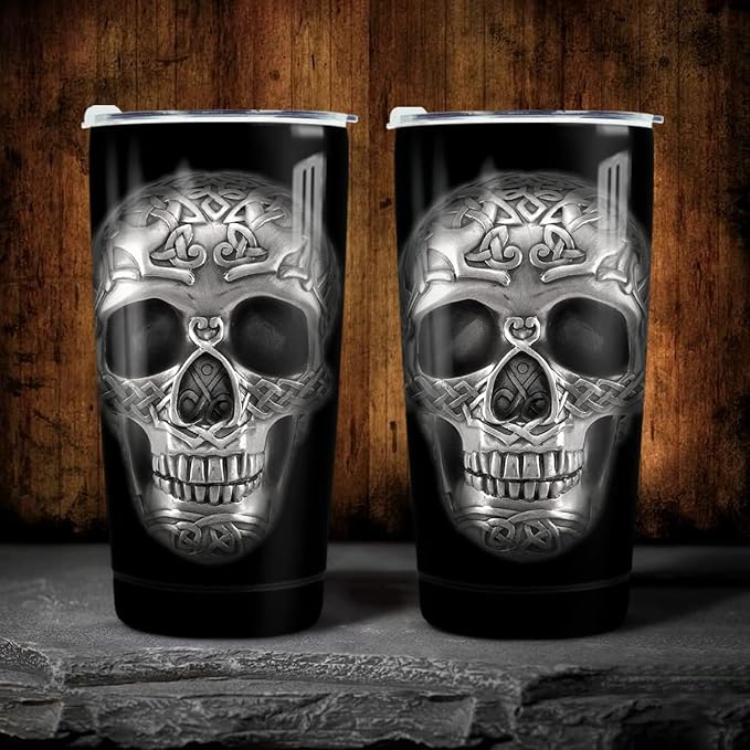 winorax Skull Tumbler 20oz Stainless Steel Travel Cup Coffee Mug Inspirational Skull Gifts for Men Women Skulls Lover Birthday Halloween Birthday Presents