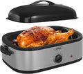 Sunvivi 14-Quart Electric Roaster Oven with Self-Basting Lid, Stainless Steel Turkey Roaster Oven with Rack, No Removable Pan, Easy to Clean, Silver
