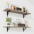 RICHFOCUS Floating Shelves for Wall Decor, 31.5W x 8D Shelves Set of 2, 8" Deep Rustic Wood Floating Shelves Wall Mounted with Metal Brackets, Shelves for Living Room Bedroom Kitchen, Grey