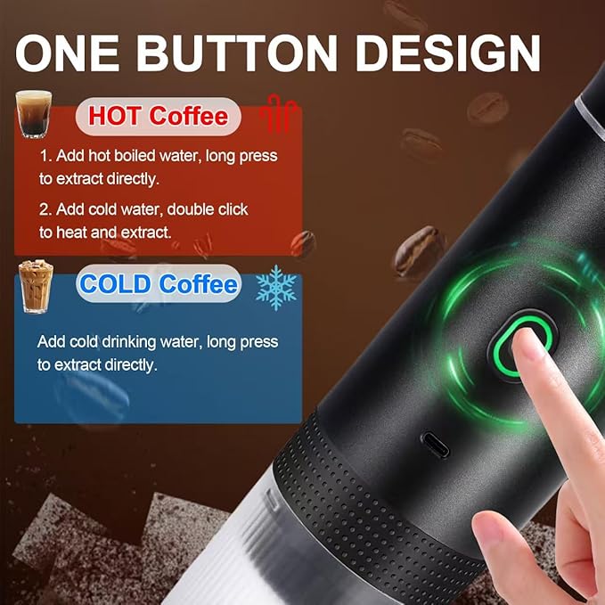 Portable Coffee Maker, 3-in-1 Espresso Machine for Travel 20 bar Mini Coffee Maker Compatible with Ground Coffee & Capsule for Car, RV, Hiking, Camping, Office, Travel Espresso Maker