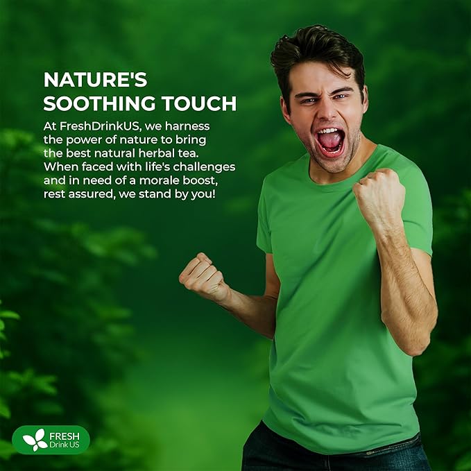 FreshDrinkUS, 12 Packs of Premium Herbal Men Support Tea – Ginseng Six Treasure Blend, 9 Powerful Ingredients, 10g/Bag – Men's Wellness Tea with Ginseng and Five Treasure Aid Root.