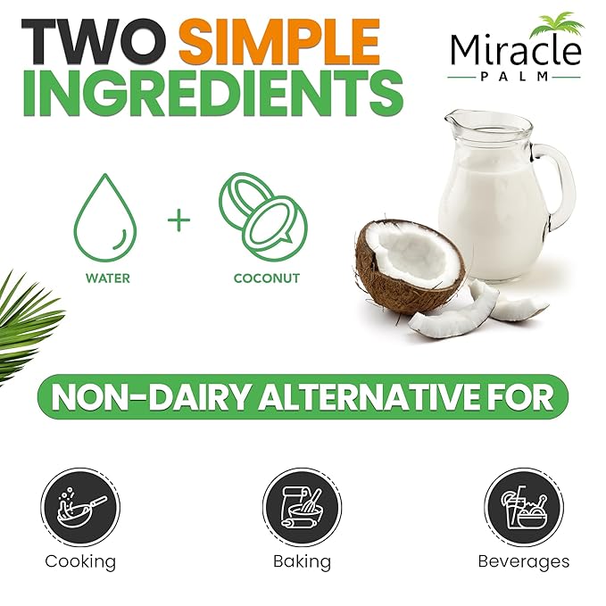 Miracle Palm Coconut Milk Unsweetened - Coconut Milk Canned, Additive Free Organic 13.5 Fl Oz (Pack of 6)