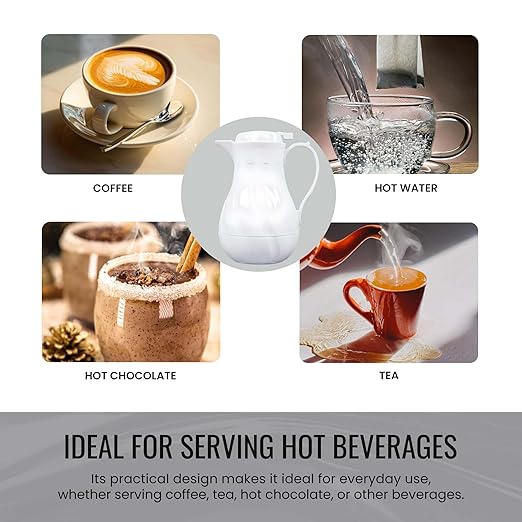 OCS Parts Set of 3 Easy Pour Thermal Coffee Carafes | 8-Inch Insulated Hot and Cold Beverage Pitcher Server for Coffee, Tea, Hot Chocolate and Water | 20-Ounce | White