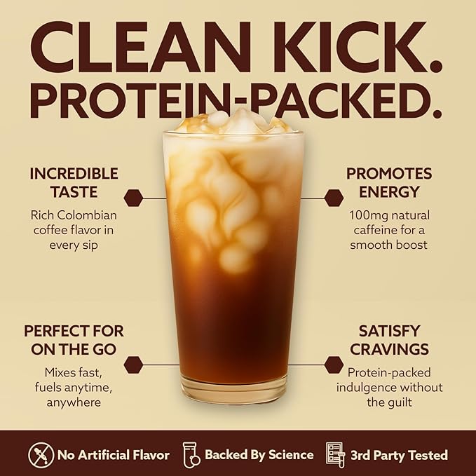 High Protein Coffee Powder 25 Grams Whey Isolate100mg Natural Green Tea Caffeine | 0 Added Sugar Keto Gluten Free 99.9% Lactose Free | Hot or Iced15 Serving 15 Servings (17 OZ, French Vanilla)