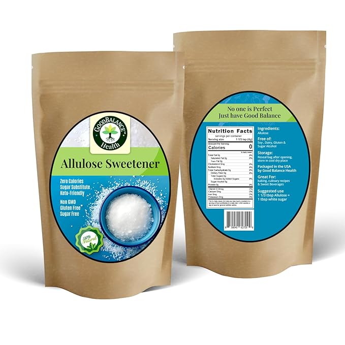 Good Balance Health – Premium 100% Pure Allulose Natural Sweetener | Zero Calories • Low-Glycemic • 1:1 Sugar Substitute for Baking, Coffee & Keto • 2lb Resealable Bag