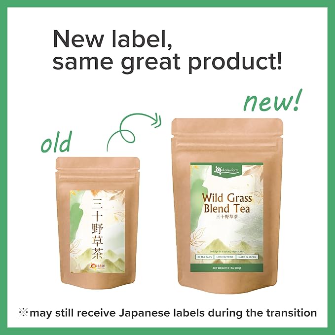 Onkatsu Farm Wild Grass Blend Premium Japanese Tea Bags, Naturally Sweet Spicy Flavor, Hot or Iced, 30 Total Tea Bags
