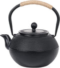 Sungmor Japanese Cast Iron Teapot - Traditional Tetsubin Tea Kettle with Stainless Steel Infuser, Heat Retaining Loose Leaf Teapot for Stove or Tea Ceremony, 42 oz/1200 ml, Black