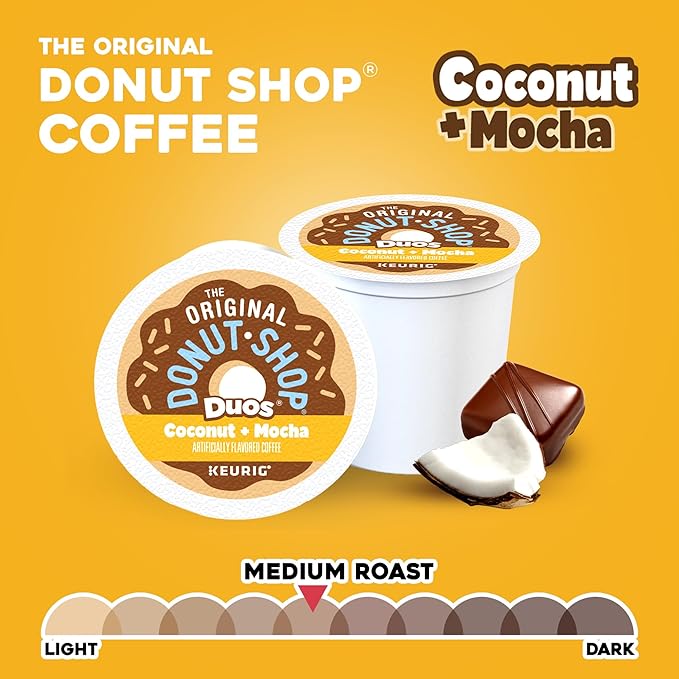 The Original Donut Shop Duos Coconut + Mocha Keurig Single-Serve K-Cup Pods, Medium Roast Coffee, 96 Count
