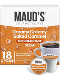 Maud's Decaf Salted Caramel Flavored Coffee Pods, 18 ct, Decaffeinated Medium Roast Flavored Coffee in Recyclable Single Serve Pods – 100% Arabica Beans, Compatible with Keurig K Cups Maker