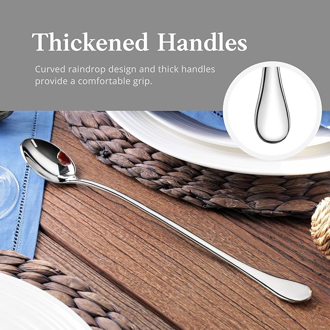 dhrbsx Long-Handled ice Tea Spoon, Cocktail stir Spoons, Stainless Steel Coffee Spoons, ice Cream Scoop Set of 8