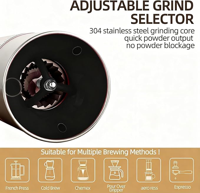 Electric Burr Coffee Grinder,Toycol Portable Cordless Rechargeable Espresso Coffee Bean Grinder,USB Battery Travel Car Coffee Maker with 15 Fine to Coarse Grind Settings for Home Use (Black)