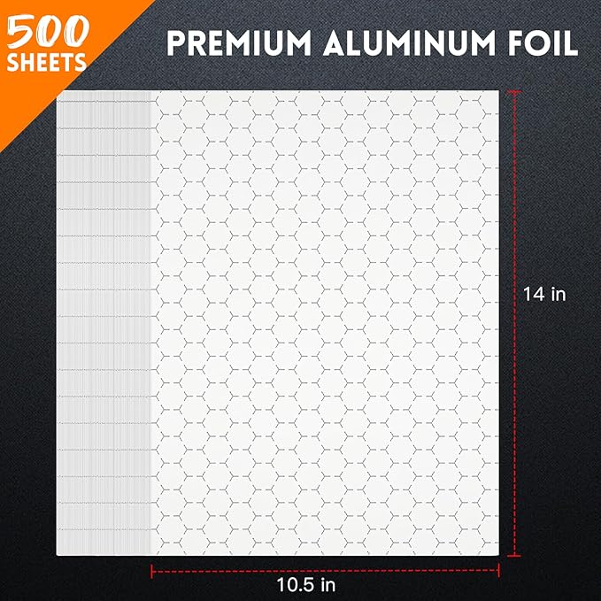 EcoDispose Pre-Cut Insulated Foil Sandwich Wrap Sheets for Hot Food, Grease-Resistant, 10 x 14 Inches, 500 PCS