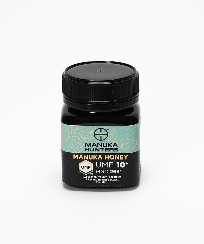 Manuka Hunters Raw New Zealand Honey Gift Set 4-Pack Honey Sampler with UMF 5+,10+,15+,20+ (125g = 85ml Each) – 100% Pure Natural Sweetener - Ideal for Tea, Coffee, Smoothies, Baking - Sustainable
