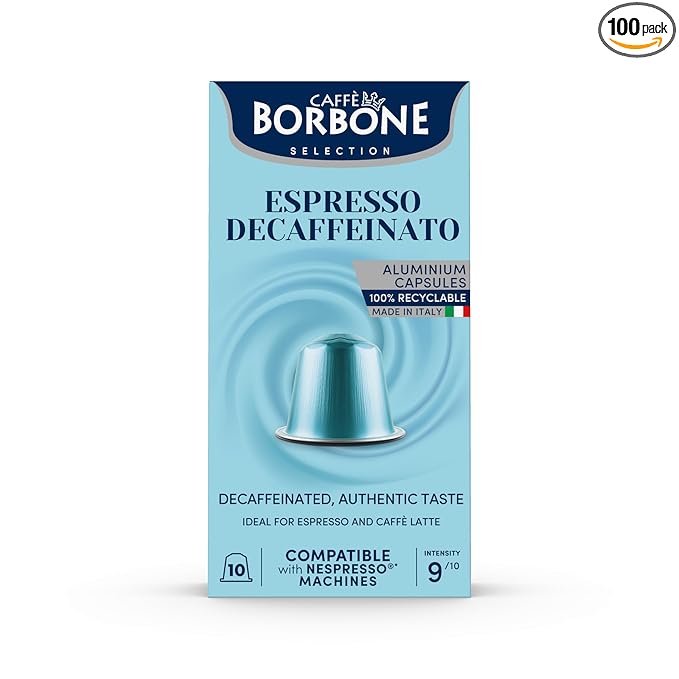 Caffè Borbone Decaffeinated Aluminum Capsules Compatible with Nespresso Original Machines, Medium Roast, 100 Count