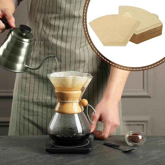 uxcell 100Pcs Coffee Filters, Disposable Fan-Shaped Paper Filter for 1-4 Cups, Suitable with Home Office Use and Drip Coffee Maker, Wood Color(U1O2)