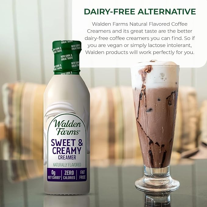 Walden Farms Sweet & Creamy Coffee Creamer – Zero Calorie, Sugar Free, Keto & Fat Free Non-Dairy Creamer for Coffee, Lattes & Iced Drinks – 6-Pack, 12 oz Bottles