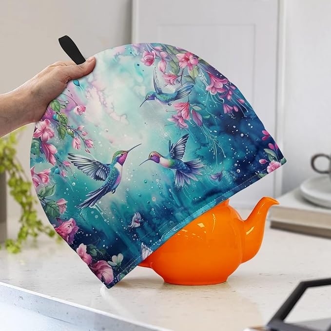 Hummingbird Tea Cozy for Teapot Insulated Floral Teapot Cozy for Women Gifts Thick Tea Cosy for Teapot Home Kitchen Accessory