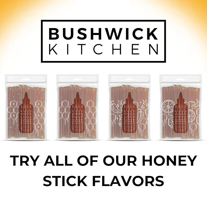 Bees Knees Salted Raw Honey Sticks, 50 Count of Raw Honey Sticks for Tea, Made in the USA, Pure & All Natural, Sweet & Savory, Unfiltered & Gluten Free, 50 Straws