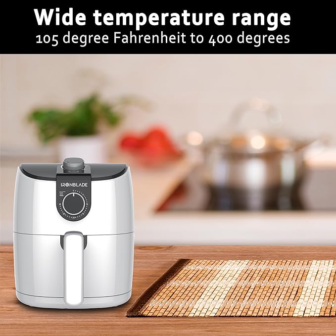 EMB IronBlade Series Multi-Functional Air Fryer, 1500W, 3.7 Quart Capacity, Adjustable Timer, Non-Slip Handle, 105°F to 400°F Temperature Range for Frying, Roasting, Baking & Reheating