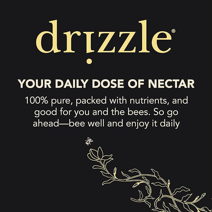 Drizzle Ginger Shine Raw Honey - All Natural Pure Raw Honey with Organic Ginger, Unfiltered & Unheated, Use in Tea & Coffee, Sugar Substitute, Certified Kosher - 13.2 oz Jar (375 g)