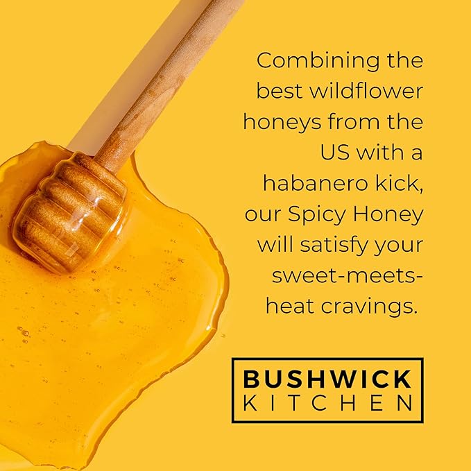 Bees Knees Spicy Hot Honey Bulk Bottle, Raw Honey for Tea, Sweet with a Kick, Infused with Habanero Peppers & Made in the USA, Pure & All Natural, Unfiltered & Gluten Free, 92oz
