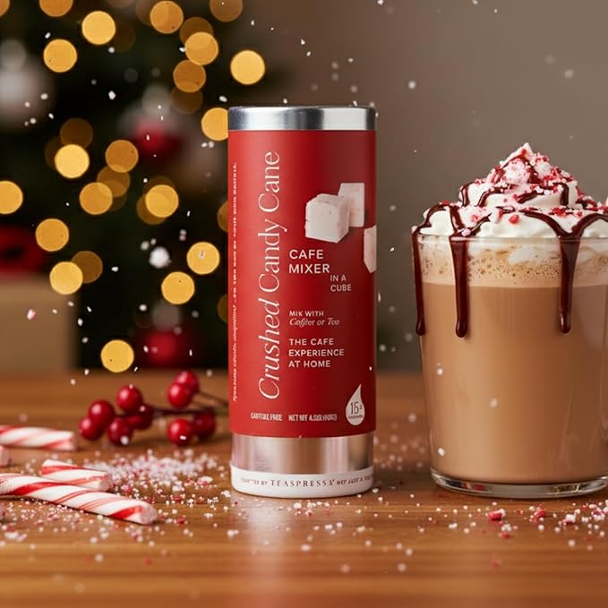 Teaspressa Cafe Barista Flavor Cubes – Flavored Coffee & Tea Sugar Cubes – Vegan, Gluten-Free, No Mess – Easy Barista-Style Drinks at Home – 30 Drinks – Great Gift Idea (Crushed Candy Cone)