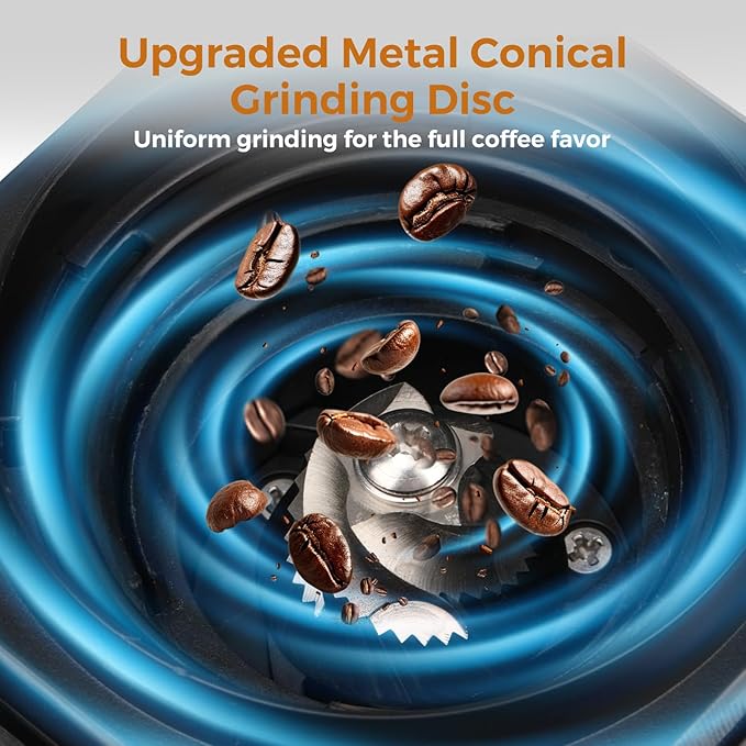 Electric Burr Coffee Grinder: Conical Coffee Bean Grinder Compact with 25 Precision Settings and Timer - Upgraded Anti-Static One-Touch Automatic Smart Grind for Home Use/Office/Cafes