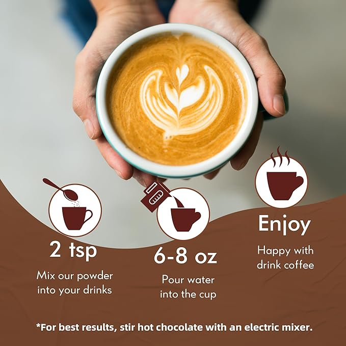 Mushroom Hot Chocolate Mix, Cacao Powder, 10 Mushrooms | Lion's Mane, Reishi, Chaga, L-Theanine | Coffee Alternative for Calm Sleep, Mood Enhancement, Sugar Free, 8.5 Oz