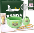 Matcha Whisk Set, 8Pcs Matcha Set for Ceremony, Matcha Whisk and Ceramic Bowl with Matcha Scoop & Sifter and All Accessories for Breakfast, Afternoon Tea, Ideal Gift Christmas, Anniversary
