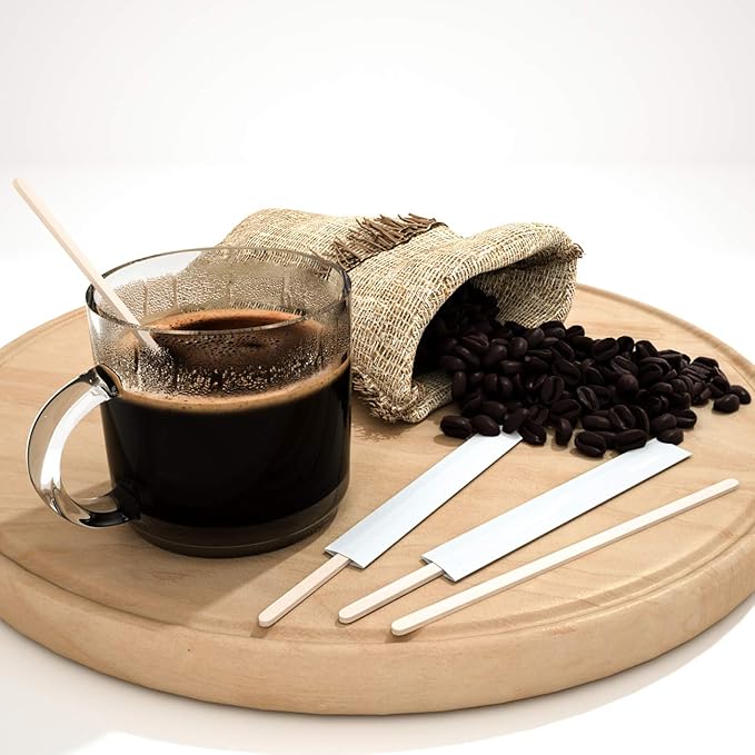 7.5 Inch 500 Pcs Individually Wrapped Coffee Stirrers, Paper Wrapped Coffee Stir Sticks, Wrapped Stir Sticks, Tea and Hot Chocolate Gifts