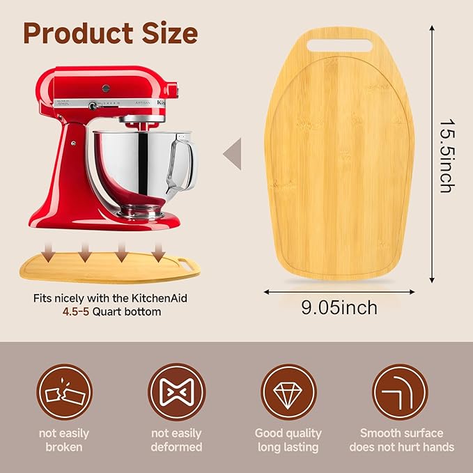 Mixer Slider Compatible with 4.5-5 QT Kitchen Aid Stand Mixers, Kitchen Countertop Storage Mover Sliding Caddy Mixer Slider Mat for Kitchen Aid Stand Mixer Accessories Attachment with Handle