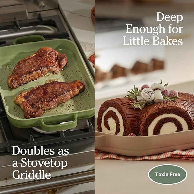 Our Place Mini Griddle Pan - 2 Quart Nonstick Ceramic Sheet Pan & Stovetop Griddle with Handles | Toxin-Free Cast Aluminum | Oven Safe up to 450°F | Char