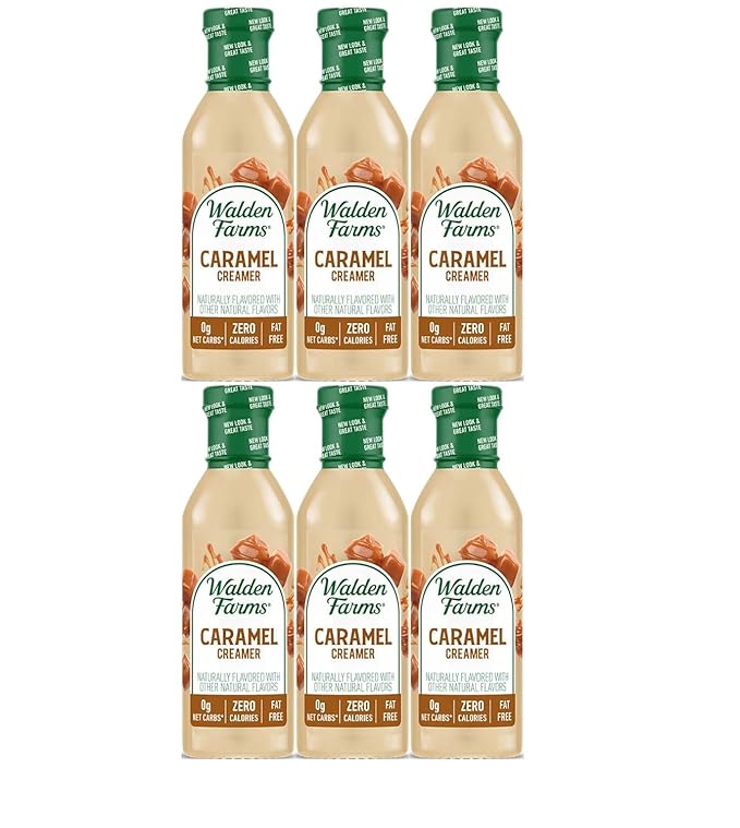 Walden Farms Caramel Coffee Creamer – Zero Calorie, Gluten-Free, Low Carb, Keto-Friendly, Sugar-Free, Rich Caramel Flavor – 6-Pack, 12 oz Bottles