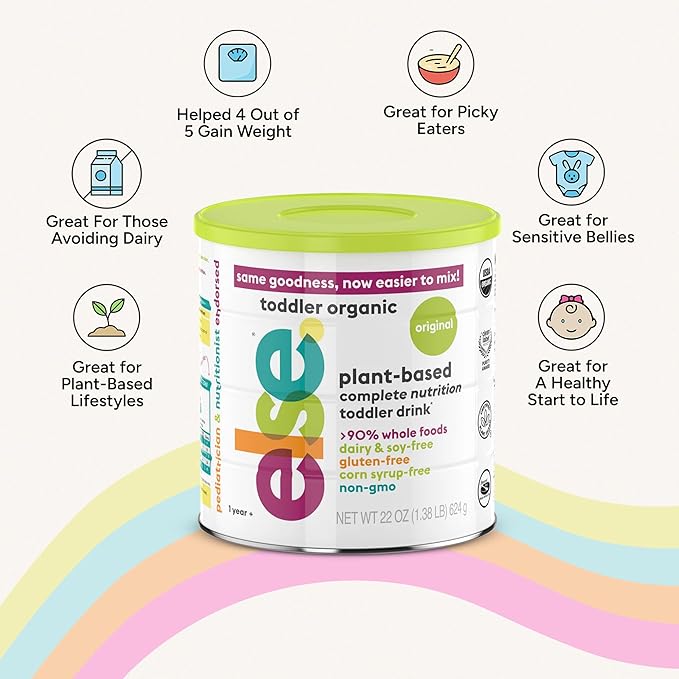 Else Nutrition Toddler Formula 12-36 mo., Plant Based Toddler Nutritional Drink - Soy & Dairy Free, Lactose Free - Complete Baby Formula (12-36 mo.), Protein Powder w/ 20+ Vitamins (22oz, 4-Pack)