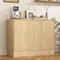 Buffet Cabinet with Storage, Coffee Bar Cabinet with 3 Doors and Adjustable Shelf, Modern Kitchen Buffet Sideboard for Living Room, Kitchen, Natural