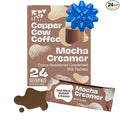 Copper Cow Coffee Sweetened Mocha Milk Creamer Singles (24 pack) | Vietnamese Inspired Coffee Creamer, All Natural Creamer Packets for Pour Overs & Lattes | No Refrigeration Needed, Travel Friendly